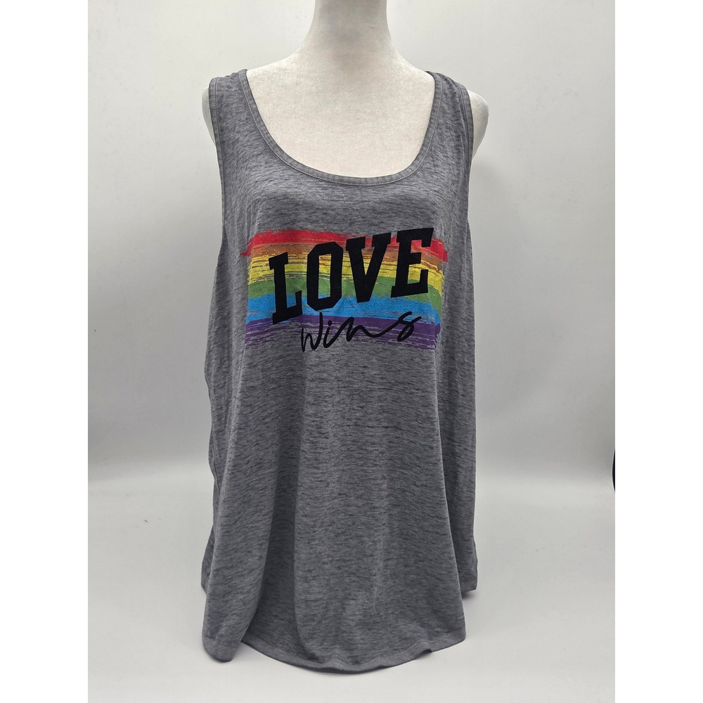 Maurices Size 1 Gray Rainbow Love Wins Graphic Sleeveless Tank Top 101-937